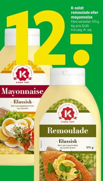 Coop 365 K-salat remoulade eller mayonnaise tilbud