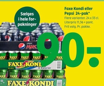 Coop 365 Faxe Kondi eller Pepsi 24-pak. tilbud