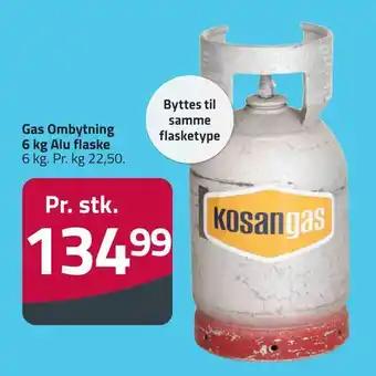 Gas ombytning 6 kg alu flaske