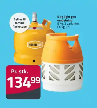 Fleggaard 5 kg light gas ombytning tilbud