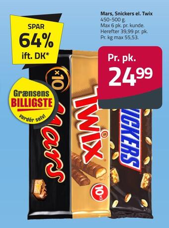 Fleggaard Mars, snickers el. twix tilbud