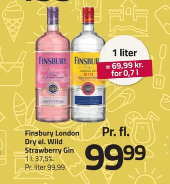 Fleggaard Finsbury london dry el. wild strawberry gin tilbud