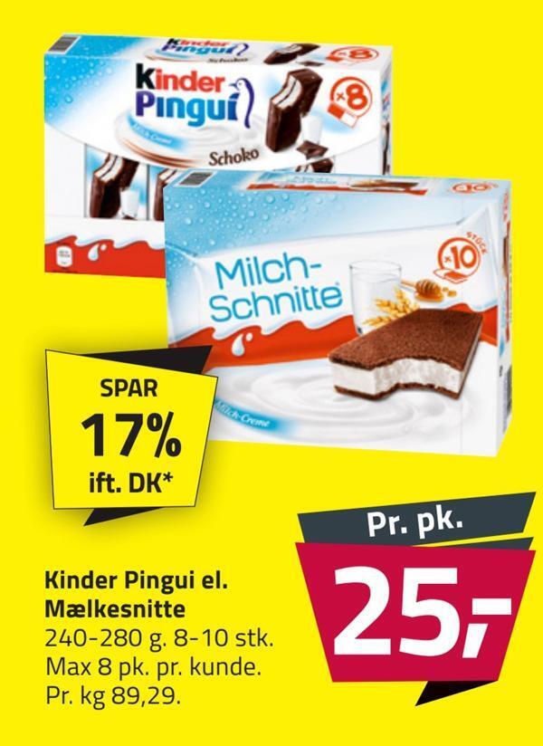 Kinder pingui el. mælkesnitte tilbud hos Fleggaard