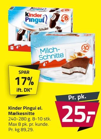 Fleggaard Kinder pingui el. mælkesnitte tilbud