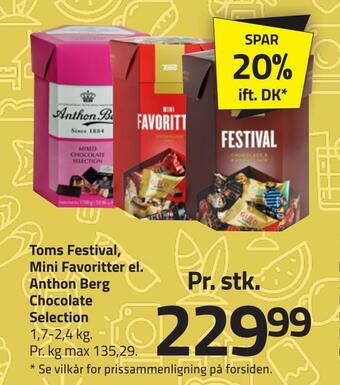 Fleggaard Toms festival, mini favoritter el. anthon berg chocolate selection tilbud