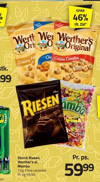 Fleggaard Storck riesen, werther's el. mamba tilbud