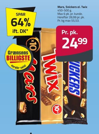 Fleggaard Snickers chokoladebar tilbud