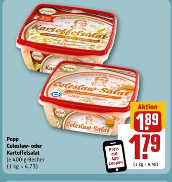 REWE DE Popp Coleslaw- oder Kartoffelsalat tilbud