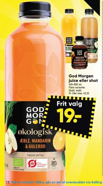Bilka God Morgen juice eller shot tilbud