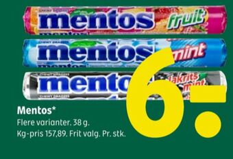 Coop 365 Mentos pastiller fruit tilbud