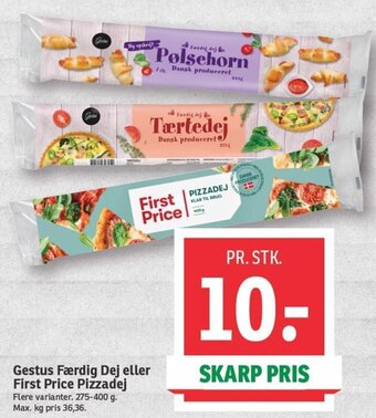 SPAR Gestus Færdig Dej eller First Price Pizzadej tilbud