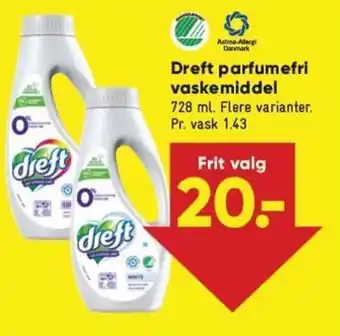 Bilka Dreft parfumefri vaskemiddel tilbud