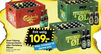 Bilka Grøn Tuborg, Tuborg Classic eller Carlsberg Pilsner tilbud