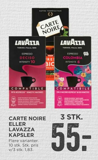 MENY Carte noire eller lavazza kapsler tilbud
