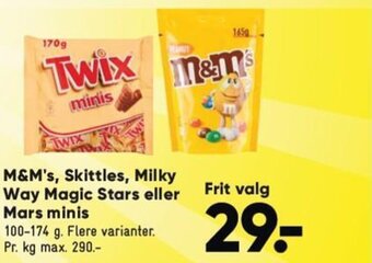 M&M's, Skittles, Milky Way Magic Stars eller Mars minis