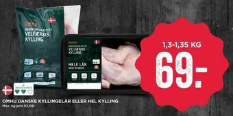 MENY Omhu danske kyllingelår eller hel kylling tilbud