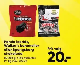 Bilka Panda lakrids, Walker's karameller eller Spangsberg chokolade tilbud