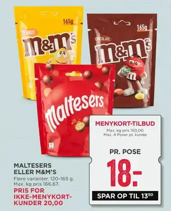 MENY Maltesers eller m&m's tilbud