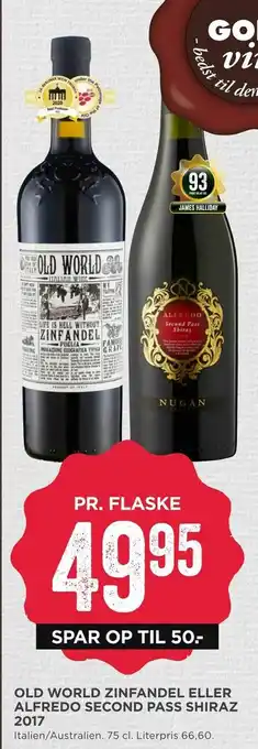 MENY Old world zinfandel eller alfredo second pass shiraz 2017 tilbud