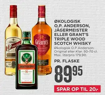 MENY Økologisk o.p. anderson, jägermeister eller grant's triple wood scotch whisky tilbud