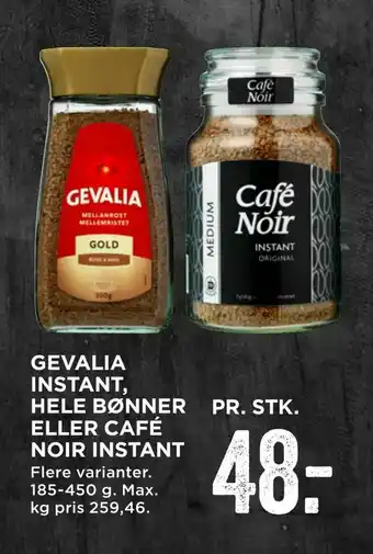 MENY Gevalia instant, hele bønner eller café noir instant tilbud