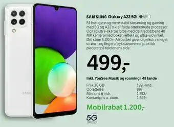 YouSee Samsung Galaxy A22 5G tilbud