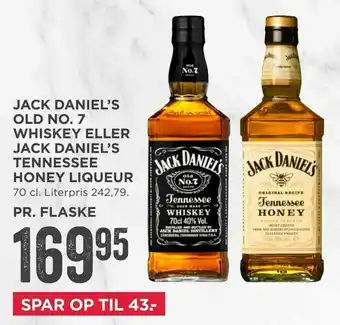 MENY Jack daniel's old no. 7 whiskey eller jack daniel's tennessee honey liqueur tilbud