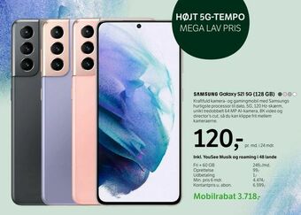 YouSee Samsung Galaxy S21 5G (128 GB) tilbud