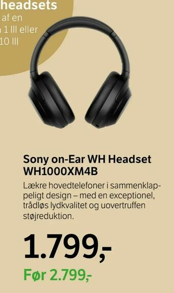 YouSee Sony on-Ear WH Headset WH1000XM4B tilbud