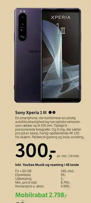 YouSee Sony Xperia 1 lll tilbud