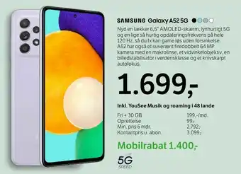 YouSee Samsung Galaxy A52 5G tilbud