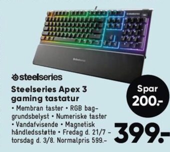 Bilka Steelseries Apex 3 gaming tastatur tilbud