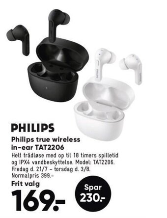 Bilka Philips true wireless in-ear TAT2206 tilbud