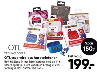 Bilka OTL true wireless høretelefoner tilbud