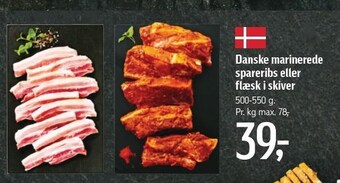 Føtex Danske marinerede spareribs eller flæsk i skiver tilbud