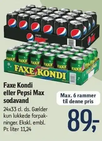 Føtex Faxe kondi eller pepsi madx sodavand tilbud