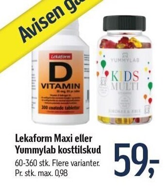 Føtex Lekaform maxi eller yummylab kosttilskud tilbud