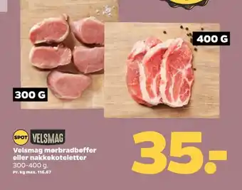 Netto Velsmag mørbradbøffer eller nakkekoteletter tilbud