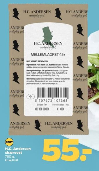 Netto H.C. Andersen skæreost tilbud