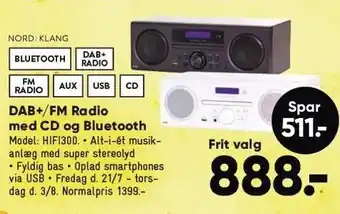 Bilka Nord klang dab+/fm radio med cd og bluetooth tilbud