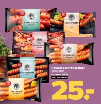 Pølsemesteren pølser 300-500 g.