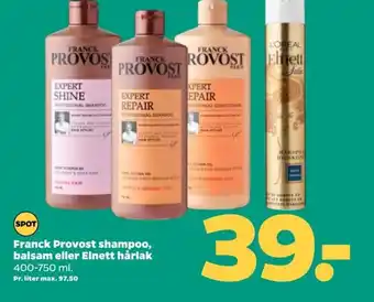 Netto Franck Provost shampoo, balsam eller Elnett hårlak 400-750 ml. tilbud
