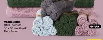 Netto Vaskeklude 100% bomuld. tilbud