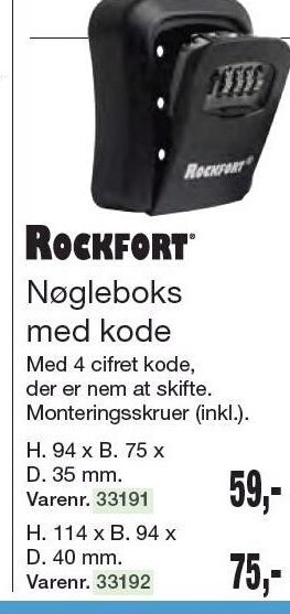 Harald Nyborg Rockfort nøgleboks med kode tilbud