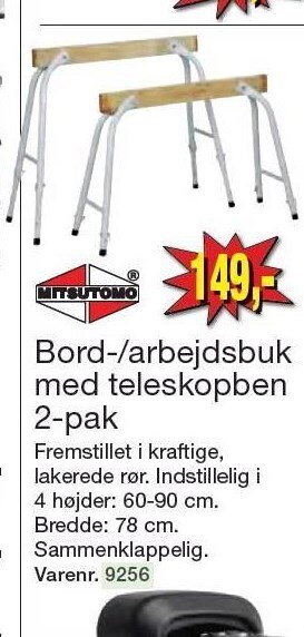 Harald Nyborg Mitsutomo bord-/arbejdsbuk med teleskopben 2-pak tilbud
