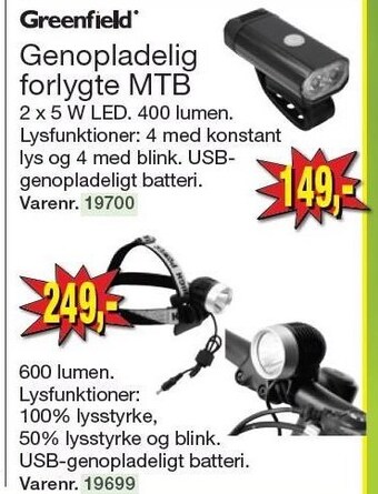Harald Nyborg Greenfield - genopladelig forlygte mtb tilbud
