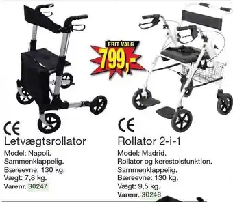 Harald Nyborg Letvægtsrollator - rollator 2-i-1 tilbud