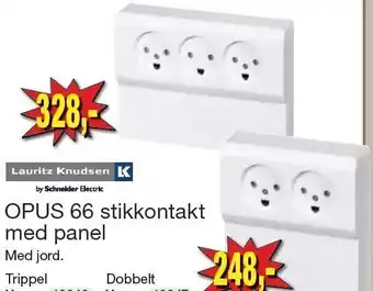 Harald Nyborg Opus 66 stikkontakt med panel, med jord tilbud