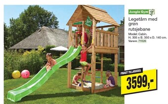 Jungle gym legetårn med grøn rutsjebane