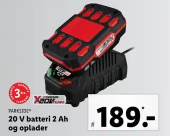 Lidl PARKSIDEⓇ 20 V batteri 2 Ah og oplader tilbud